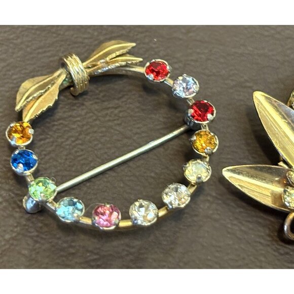 VINTAGE 2 GOLD FILLED BROOCH PIN LOT SIGNED Krementz & Star Art 10g - Picture 4 of 9